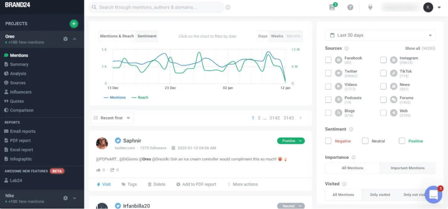 Brand 24 - Get AI-powered access to mentions across social media,
news, and more