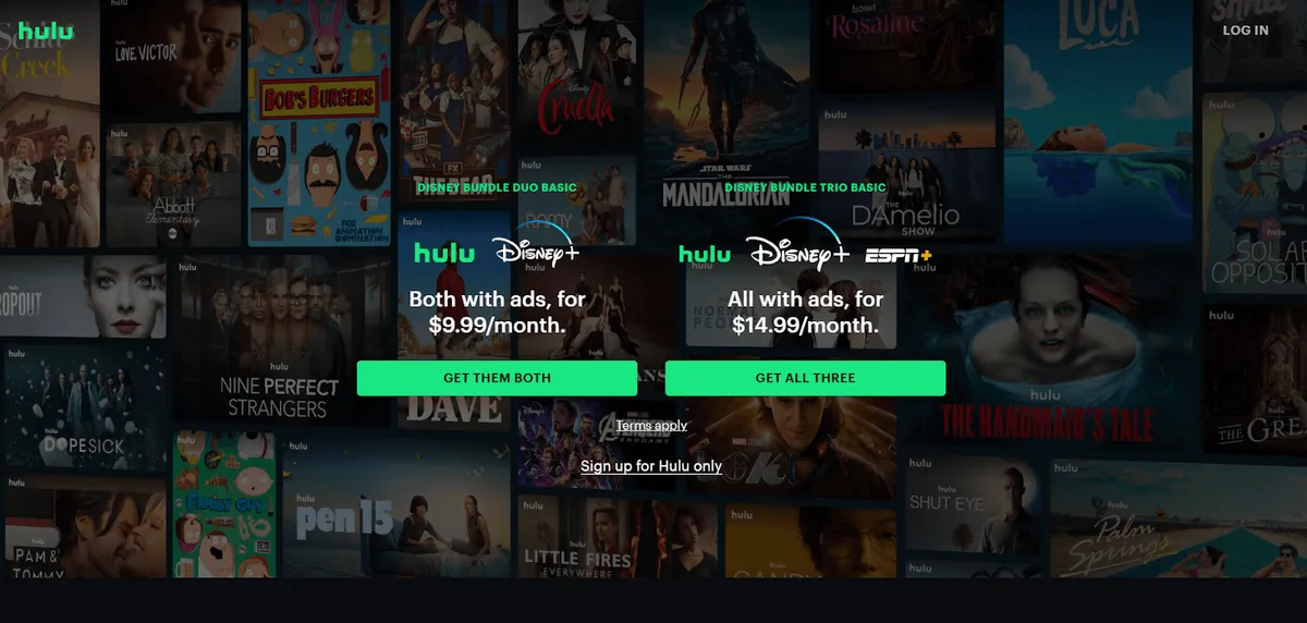 Hulu homepage