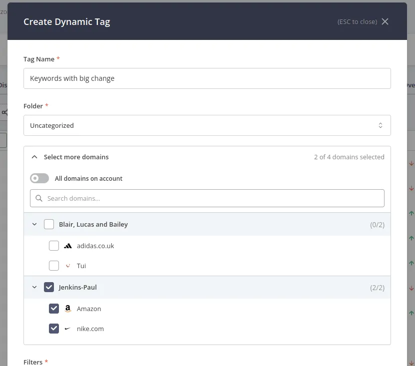 The Grouped Domain Picker for bulk-creating a tag