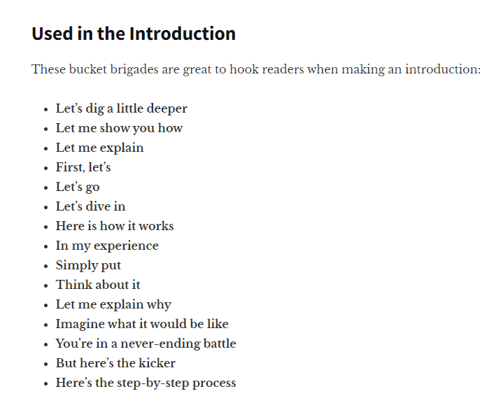 Phrases used in the introduction to Create Engaging Content