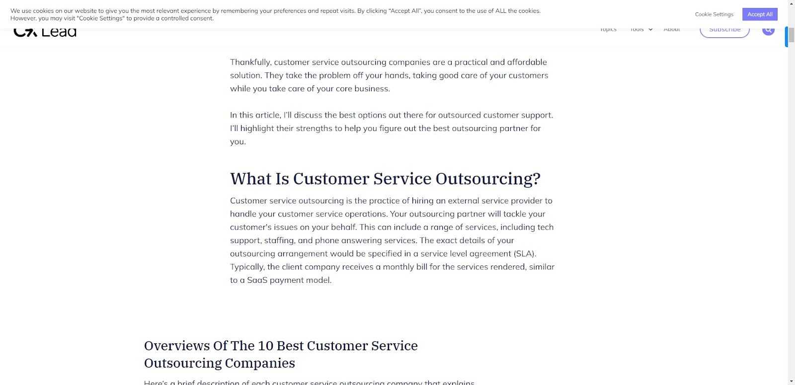 Customer Service Outsourcing