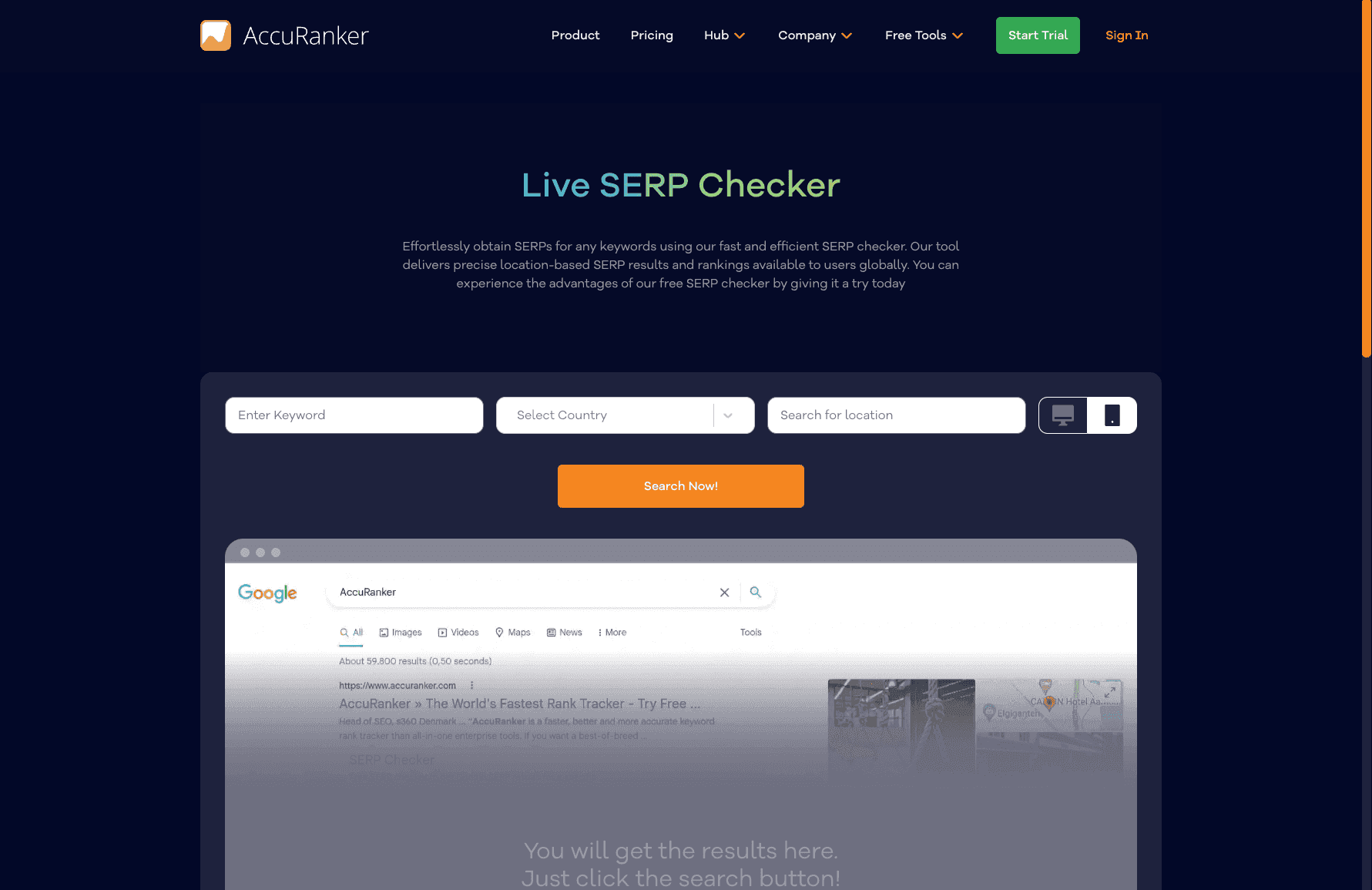 Accuranker Live SERP Checker