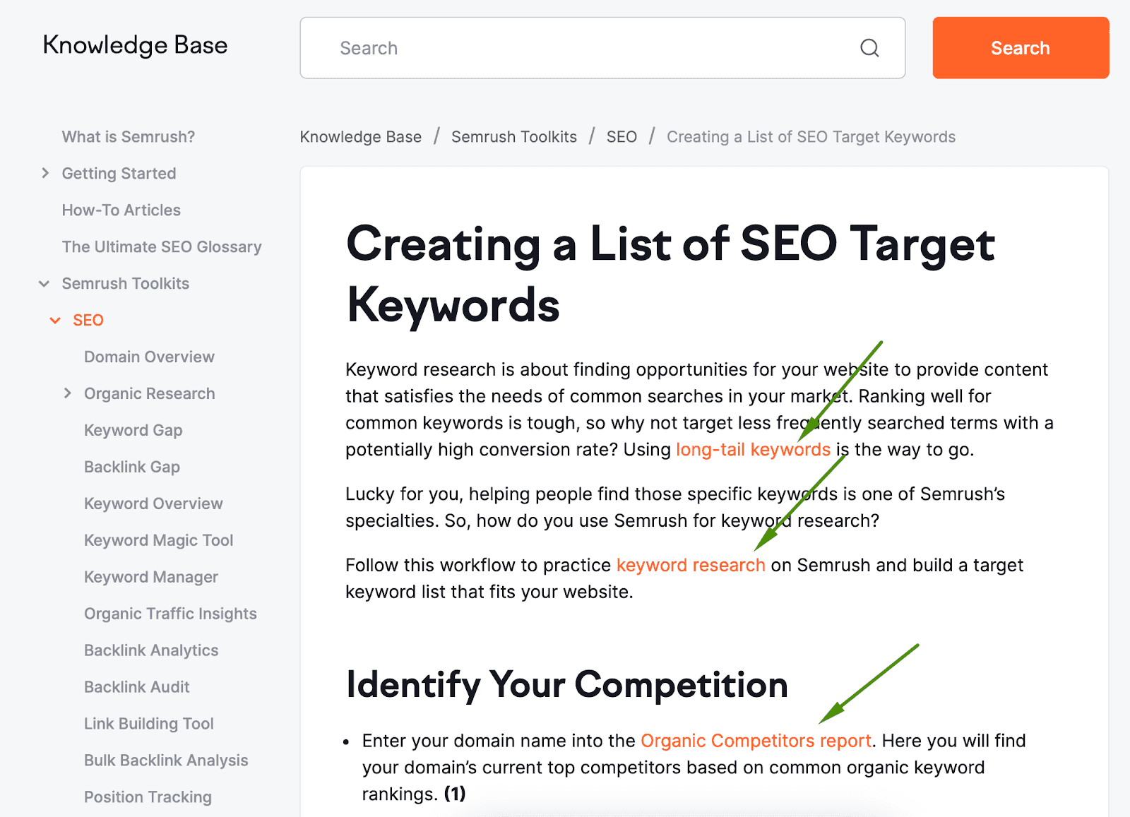 Creating a list of SEO target keywords