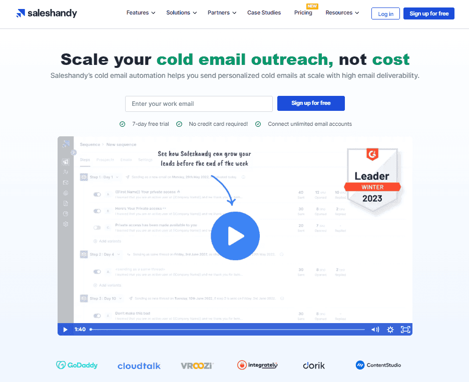 Saleshandy screenshot of cold email software